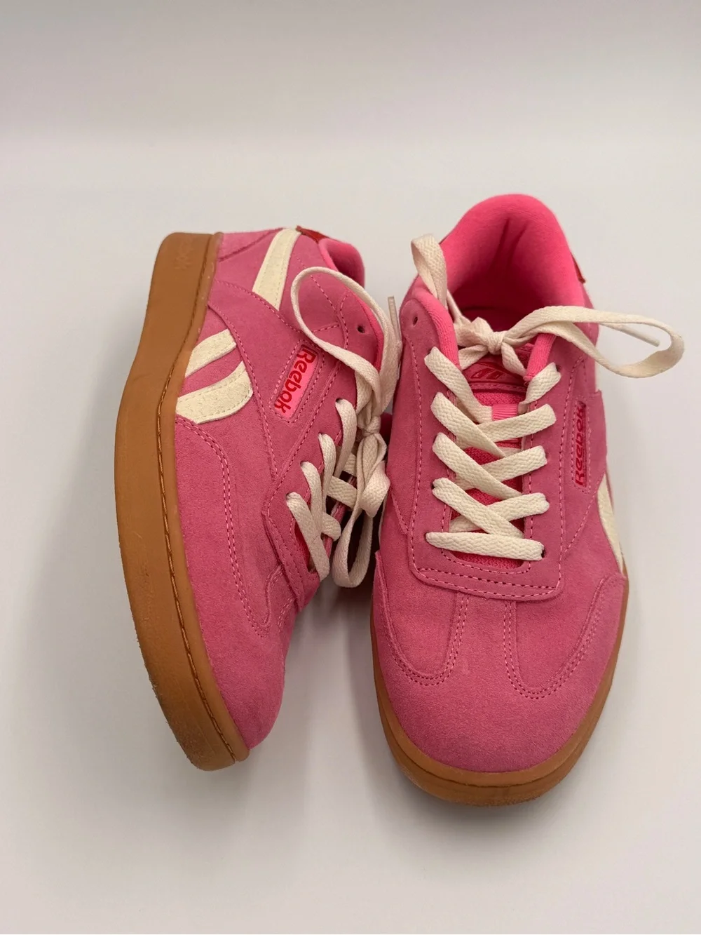 Reebok Pink Suede Women's Low-Top Sneakers with Cream Accents